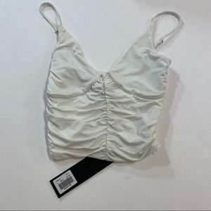 Elegant White Ruched Tank Top